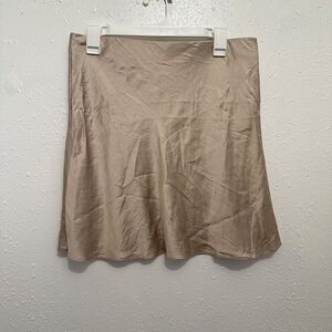 Quince Women's Champagne Silk Satin Mini Skirt Sz XL Washable Elastic Waist